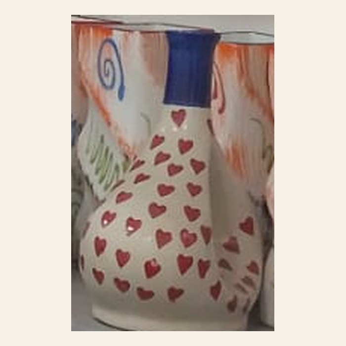 Heart Print Ceramic Vase (Blue Neck)